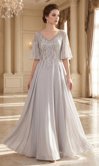 Silver Chicas Long Mother of the Bride Dress J064