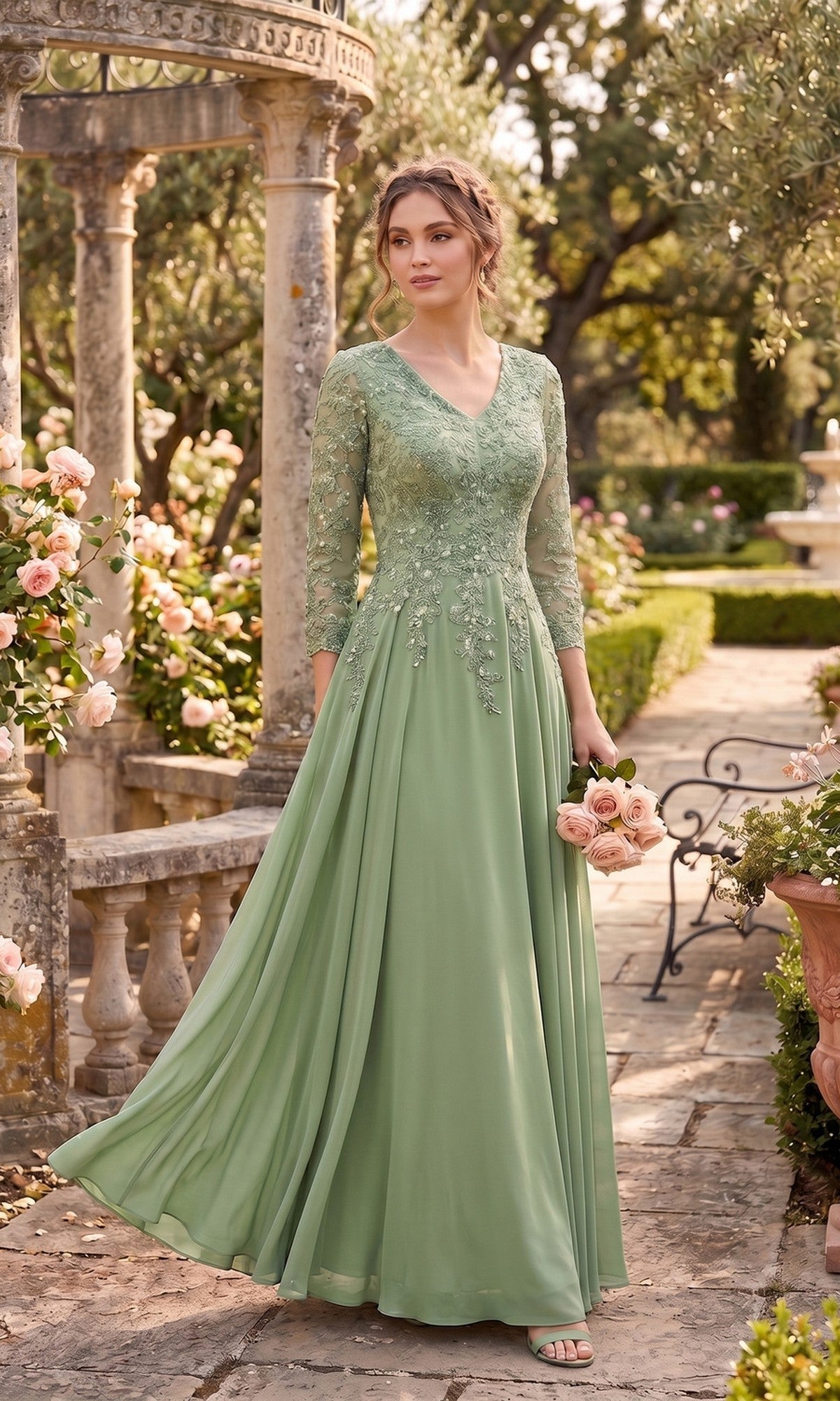 Sage Chicas Long Mother of the Bride Dress J070