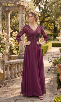 Plum Chicas Long Mother of the Bride Dress J070