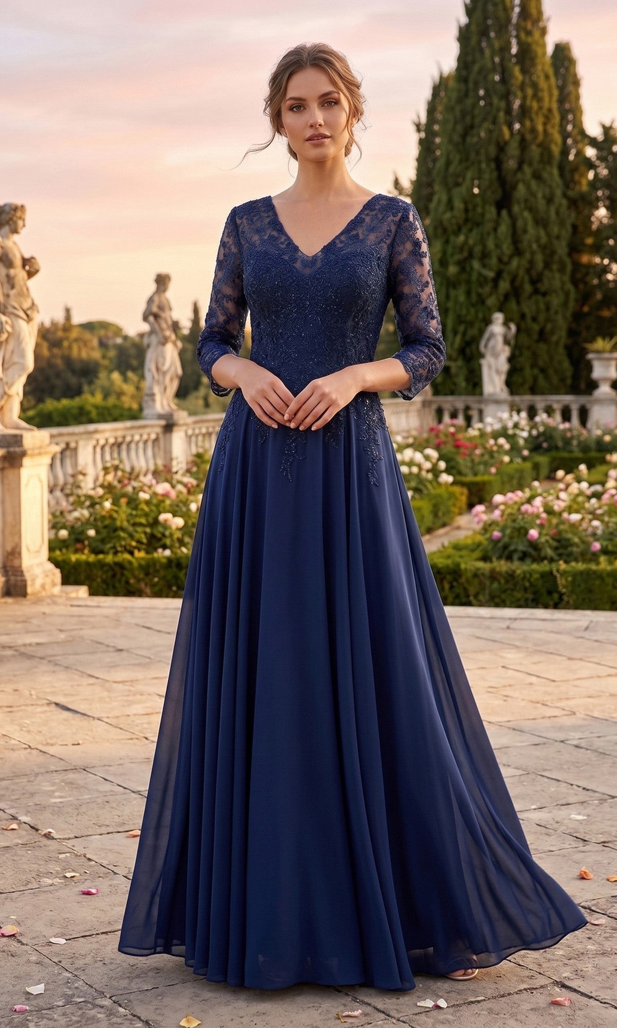 Navy Chicas Long Mother of the Bride Dress J070
