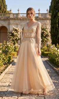 Champagne Chicas Long Mother of the Bride Dress J082