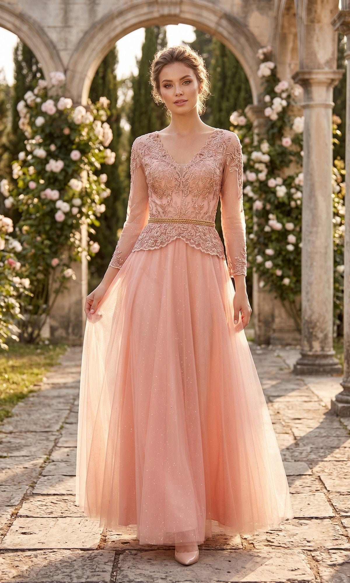 Rose Chicas Long Mother of the Bride Dress J082