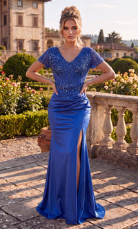 Navy Chicas Long Mother of the Bride Dress J090
