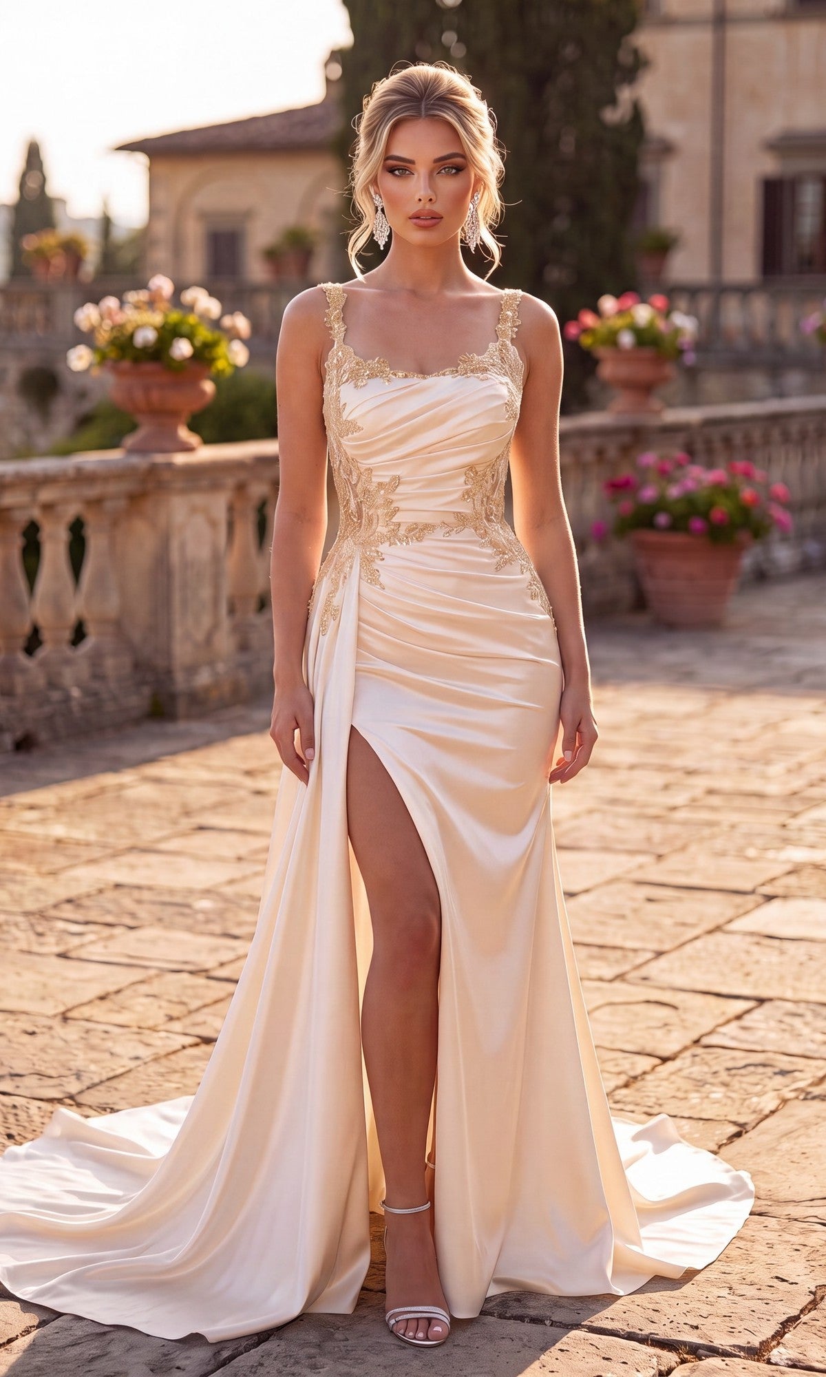 Champagne Chicas Long Formal Dress J092