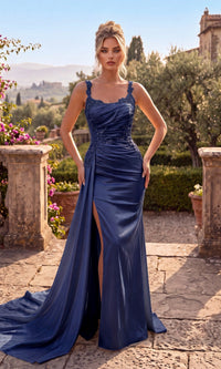 Navy Chicas Long Formal Dress J092