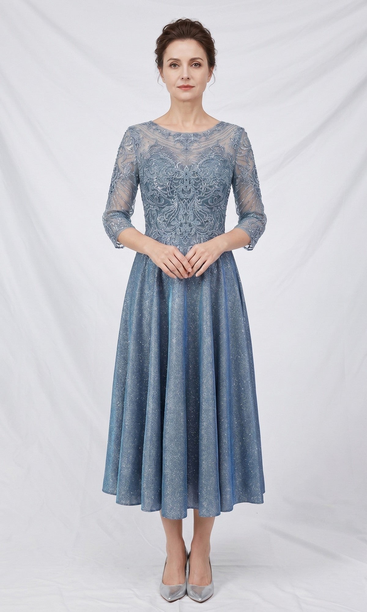 Blue Chicas Midi Wedding Guest Dress J152
