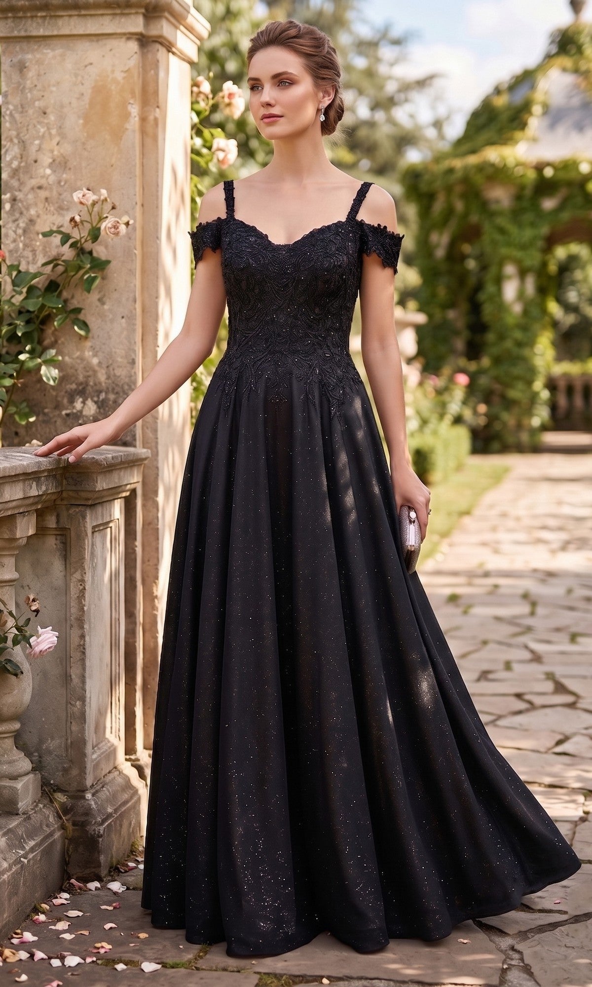 Black Chicas Long Mother of the Bride Dress J169