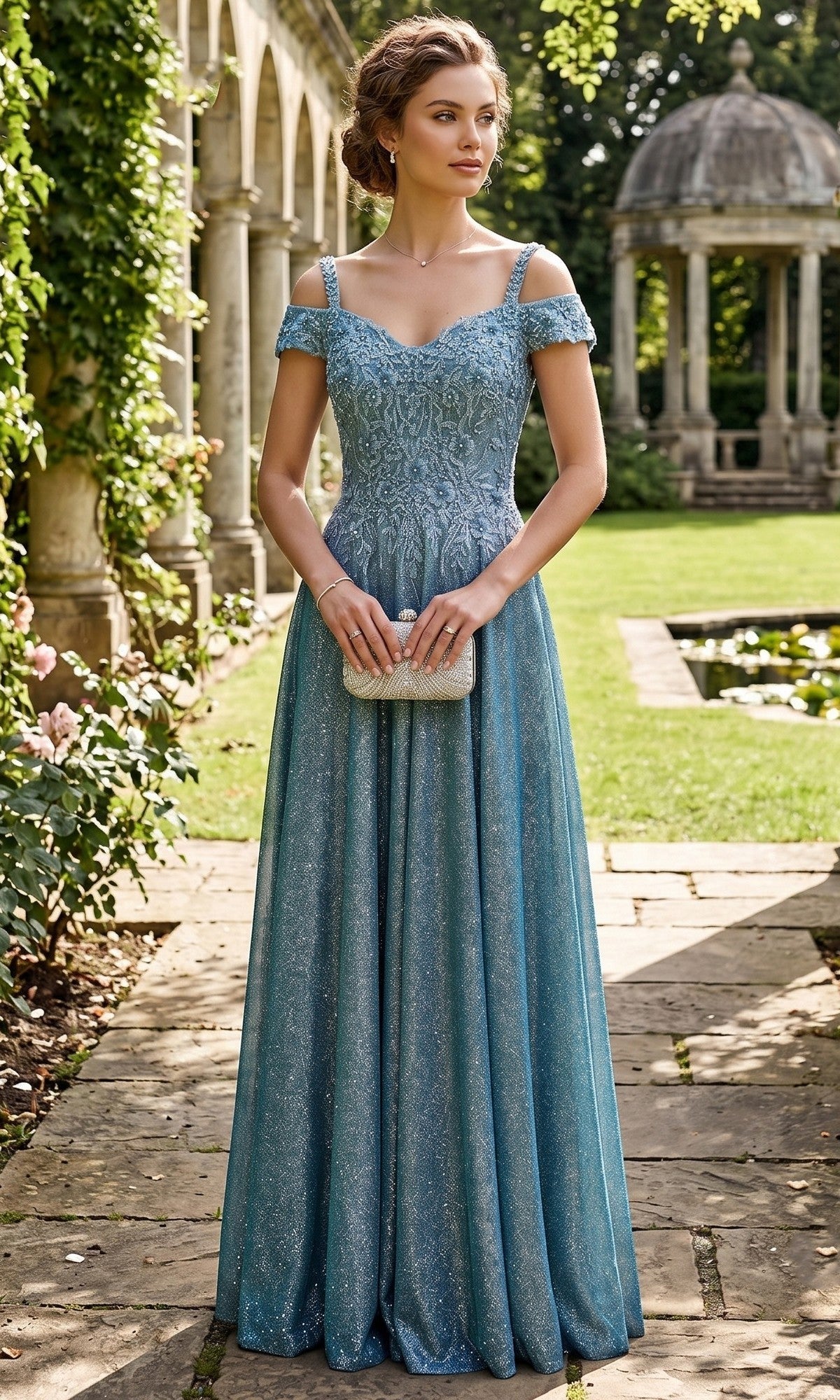 Blue Chicas Long Mother of the Bride Dress J169