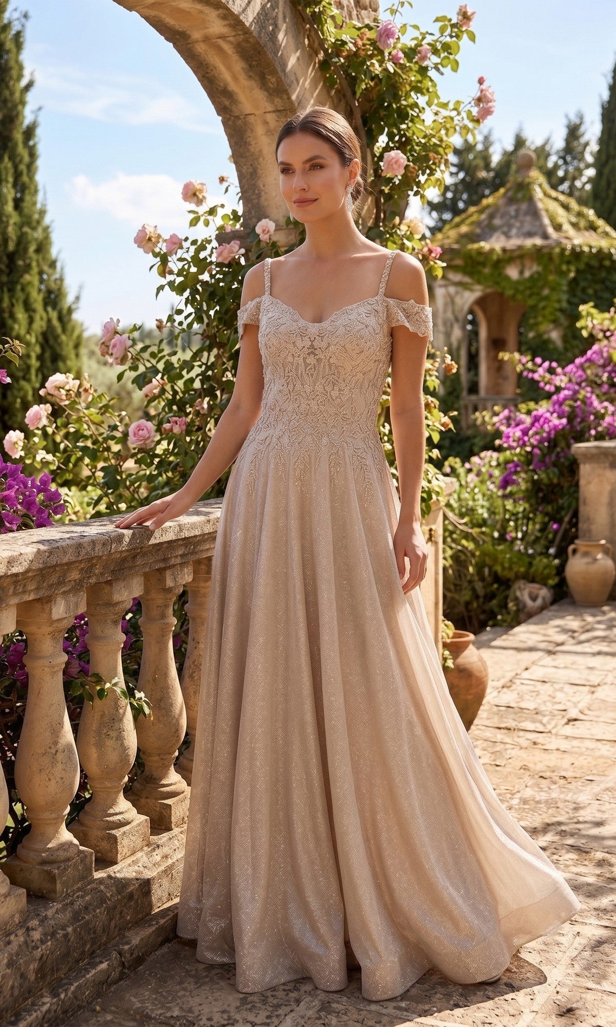 Champagne Chicas Long Mother of the Bride Dress J169