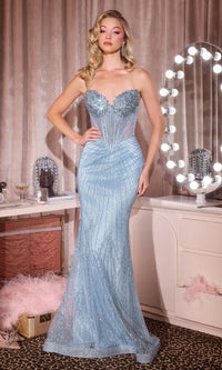 Blue Ladivine Long Formal Dress J903 - Image