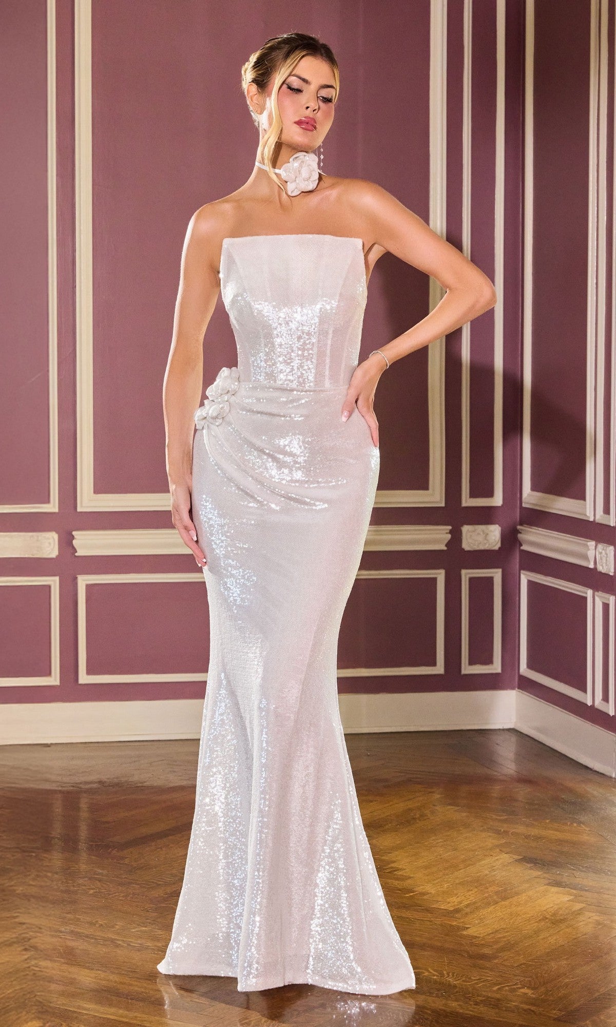 Off White Ladivine Long Formal Dress J905 - Image