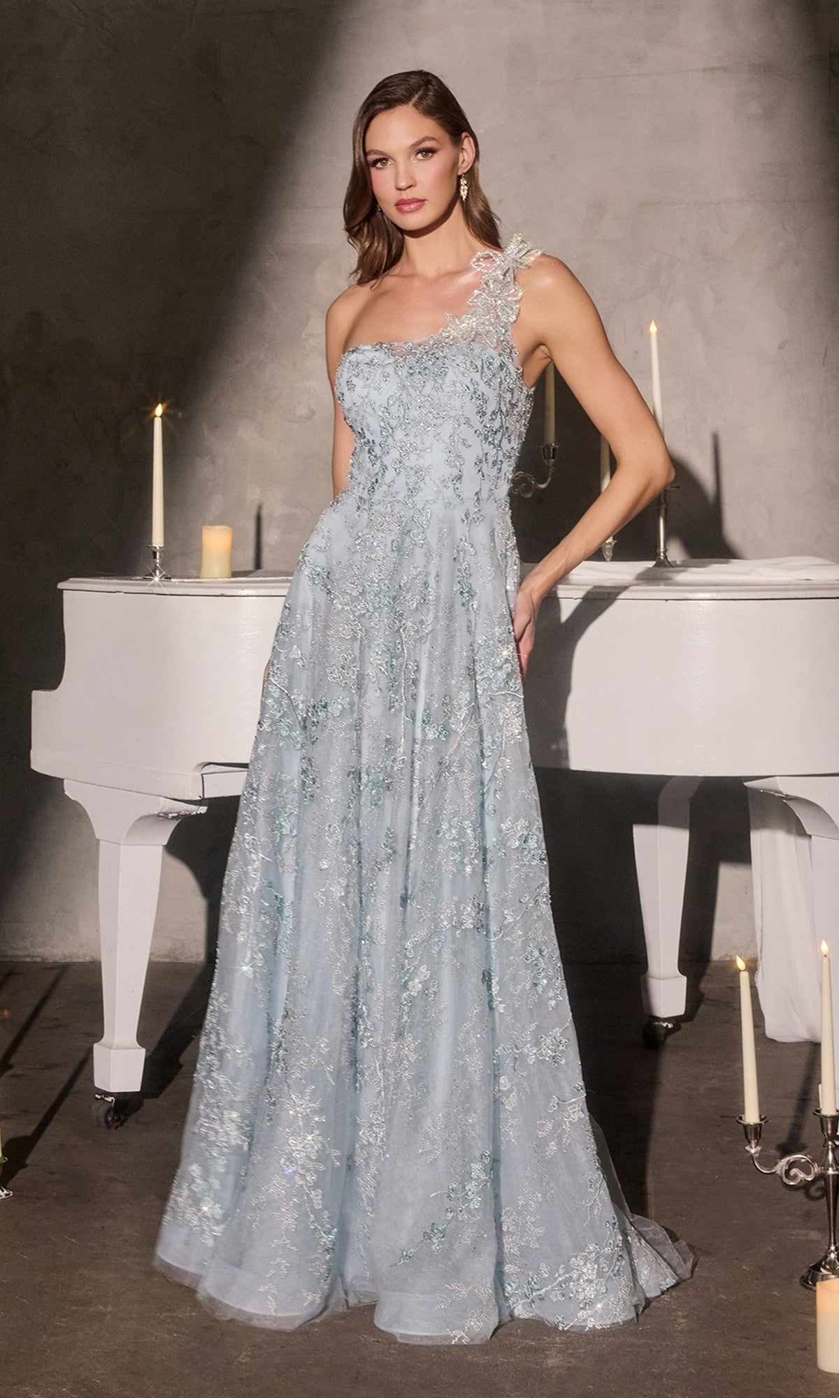 Blue Ladivine Long Prom Dress j909 - Image