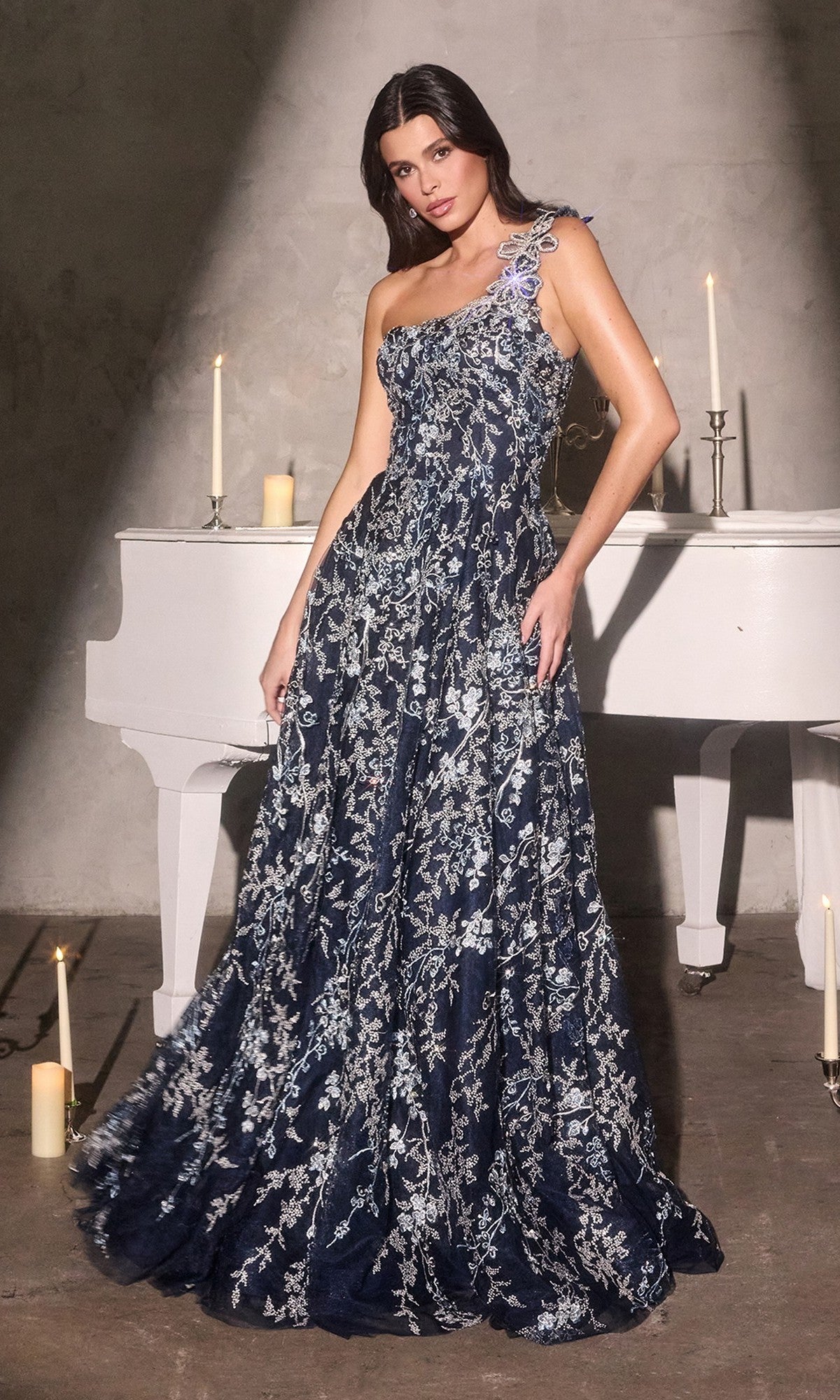 Navy Ladivine Long Prom Dress j909 - Image