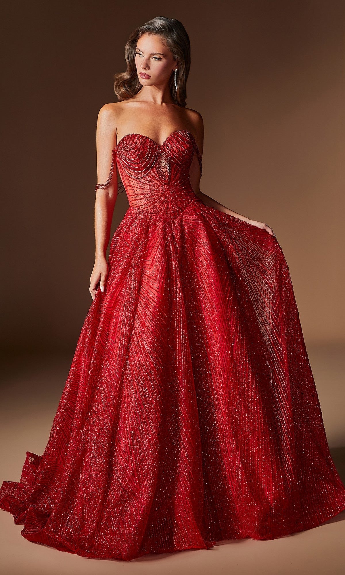 Red Ladivine Long Prom Dress J915