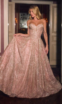 Rose Gold Ladivine Long Prom Dress J915