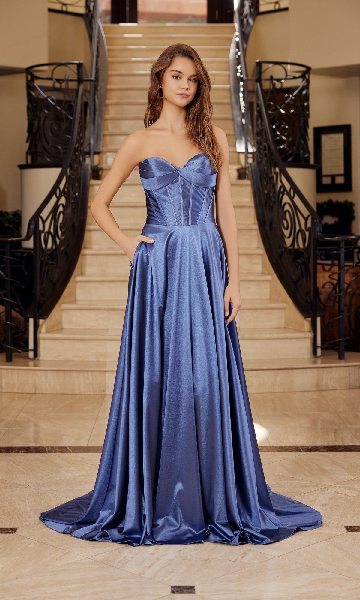 Midnight Blue Nox Anabel Long Prom Dress k1735 - Image