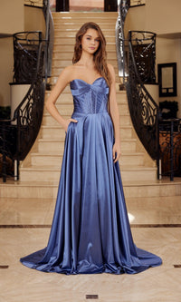 Midnight Blue Nox Anabel Long Prom Dress k1735 - Image