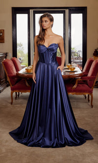 Navy Blue Nox Anabel Long Prom Dress k1735 - Image