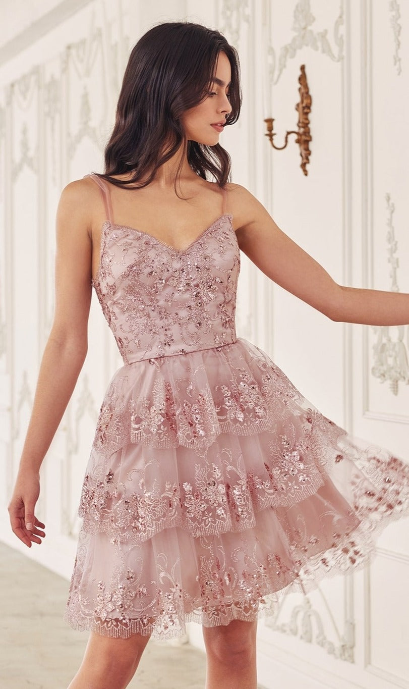 Dusty Rose Ladivine Short Party Dress kv1090