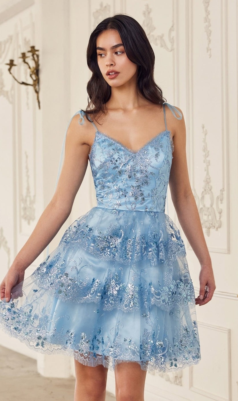 Blue Ladivine Short Party Dress kv1090