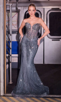 Midnight Grey Ladivine Long Formal Dress KV1129 - Image