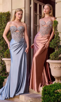 Dusty Blue Ladivine Long Formal Dress KV1135 - Image