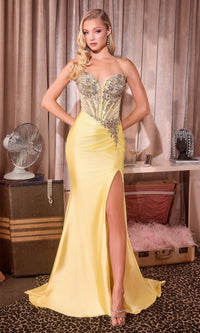 Yellow Ladivine Long Prom Dress kv1144