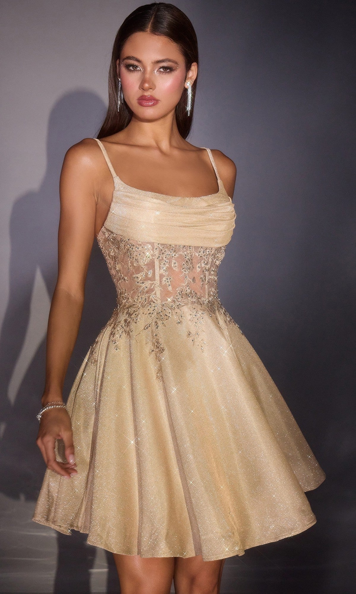 Champagne Ladivine Short Party Dress KV1152