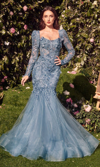 Smoky Blue Andrea and Leo Long Formal Dress MA101