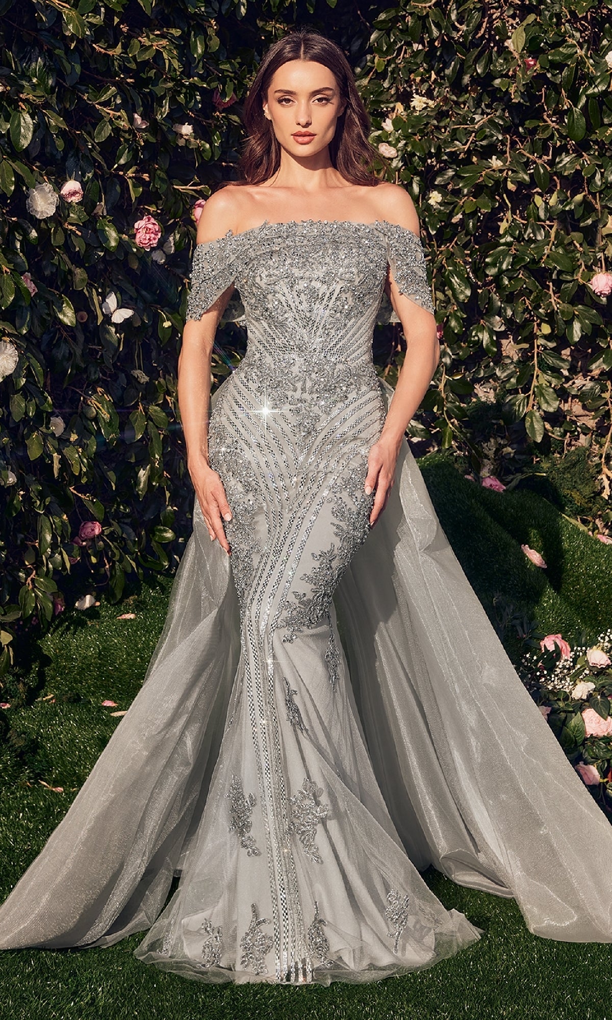 Silver Andrea and Leo Long Formal Dress MA103