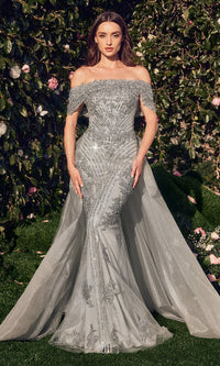 Silver Andrea and Leo Long Formal Dress MA103