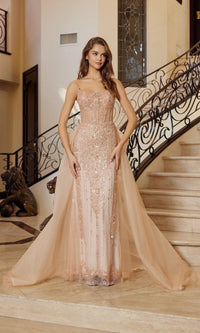 Rose Gold Nox Anabel Long Prom Dress n1763 - Image