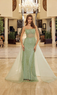 Sage Green Nox Anabel Long Prom Dress n1763 - Image