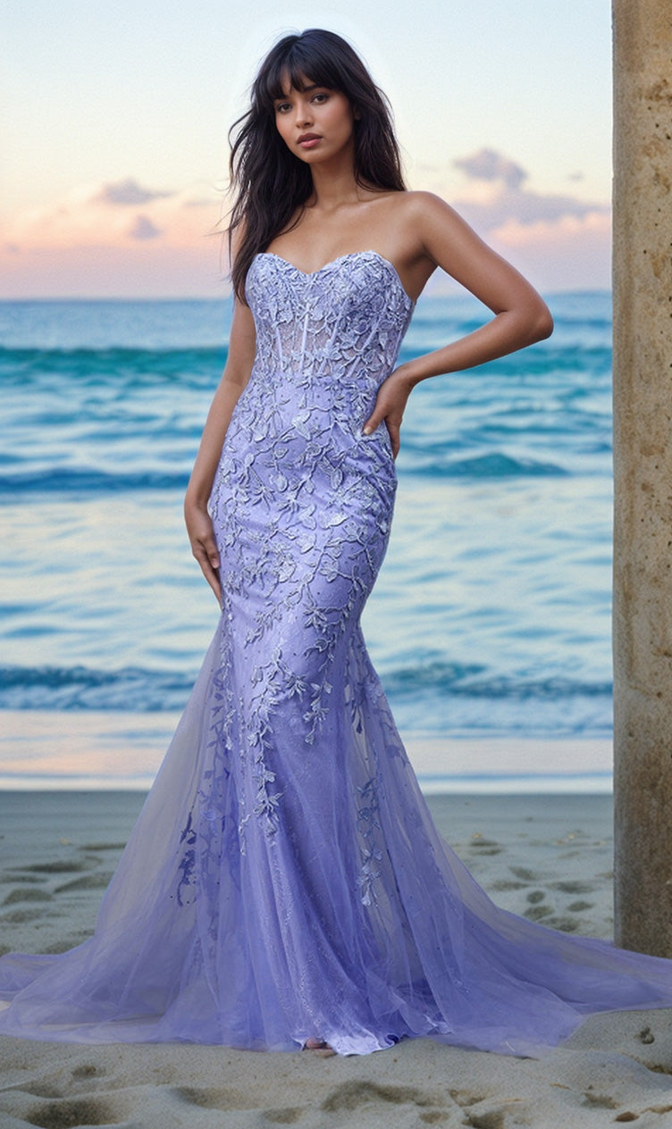 Long Strapless Sweetheart Mermaid Prom Dress -PromGirl Periwinkle Blue / 8 Long Strapless Sweetheart Mermaid Prom Dress -PromGirl Periwinkle Blue / 8