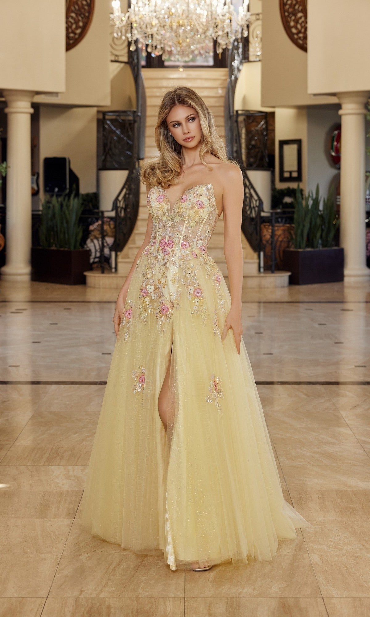 Yellow Nox Anabel Long Prom Dress q1773 - Image