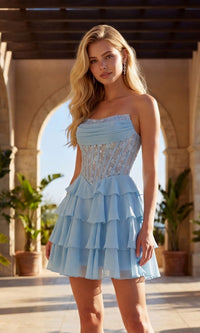 Baby Blue Nox Anabel Short Cocktail Party Dress Q7121