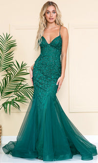 Emerald Green Amelia Couture Long Prom Dress SU066