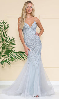 Silver Amelia Couture Long Prom Dress SU066