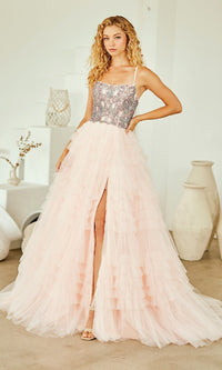 Light Pink Amelia Couture Long Prom Dress SU096