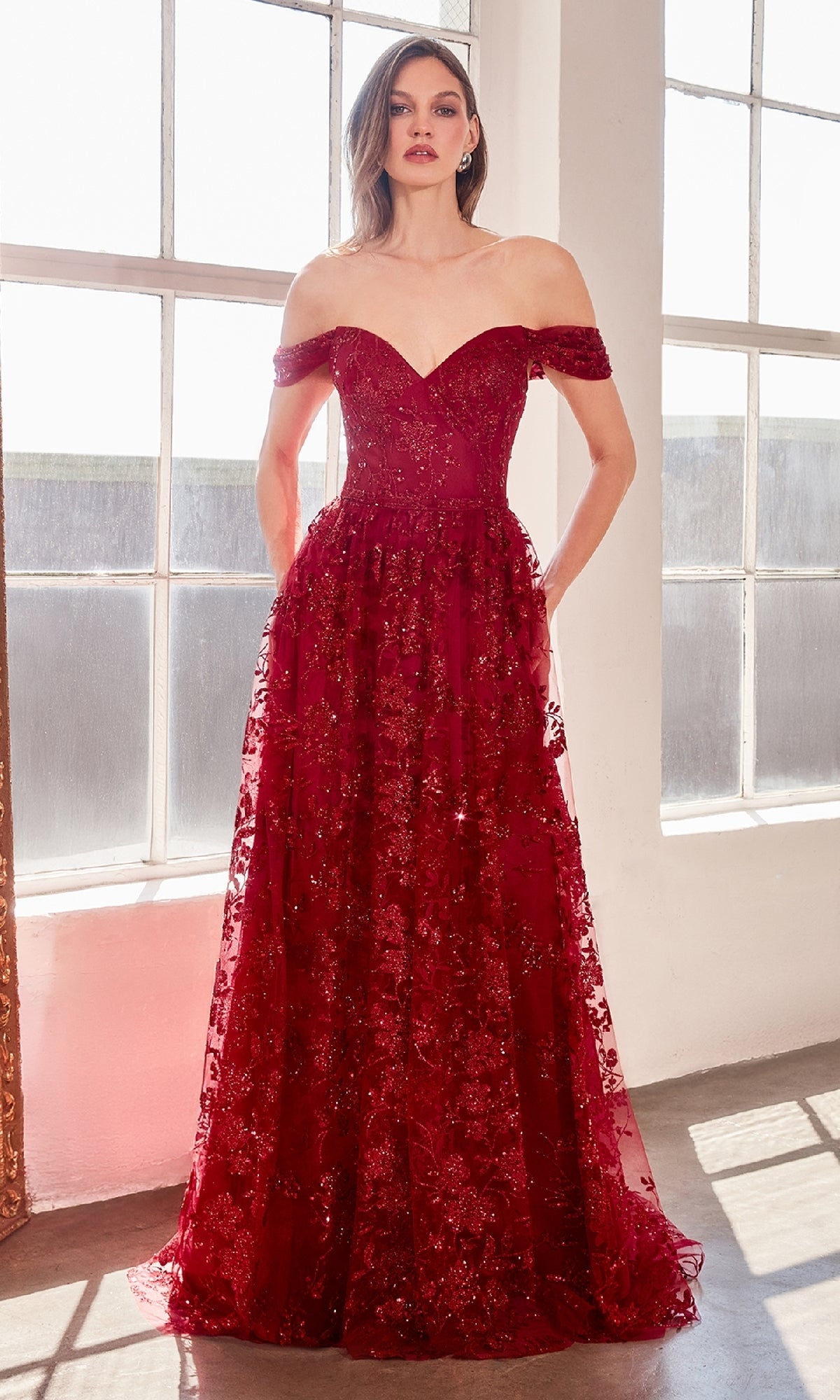 Burgundy Ladivine Long Formal Dress t607