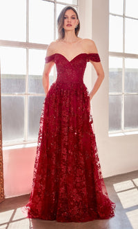 Burgundy Ladivine Long Formal Dress t607