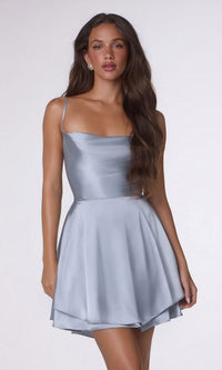 Dusty Blue Amoris Short Party Dress T616