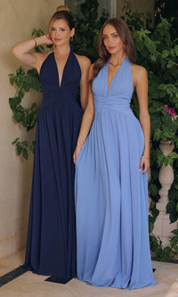 Navy Amoris Long Formal Dress T715 - Image