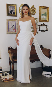Off White Amoris Long Formal Dress T726W - Image