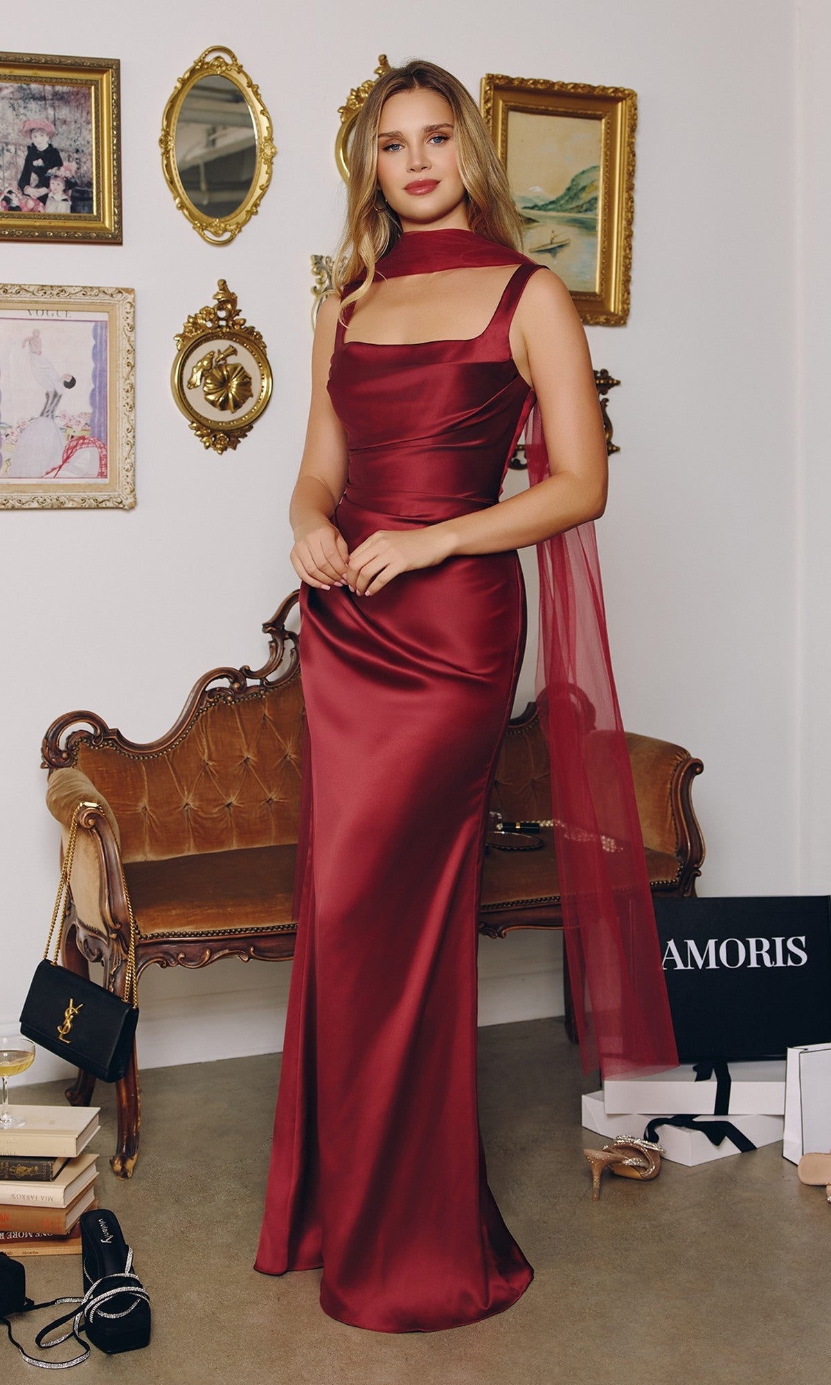 Burgundy Amoris Long Prom Dress t729 - Image