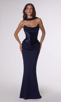 Navy Amoris Long Prom Dress T732