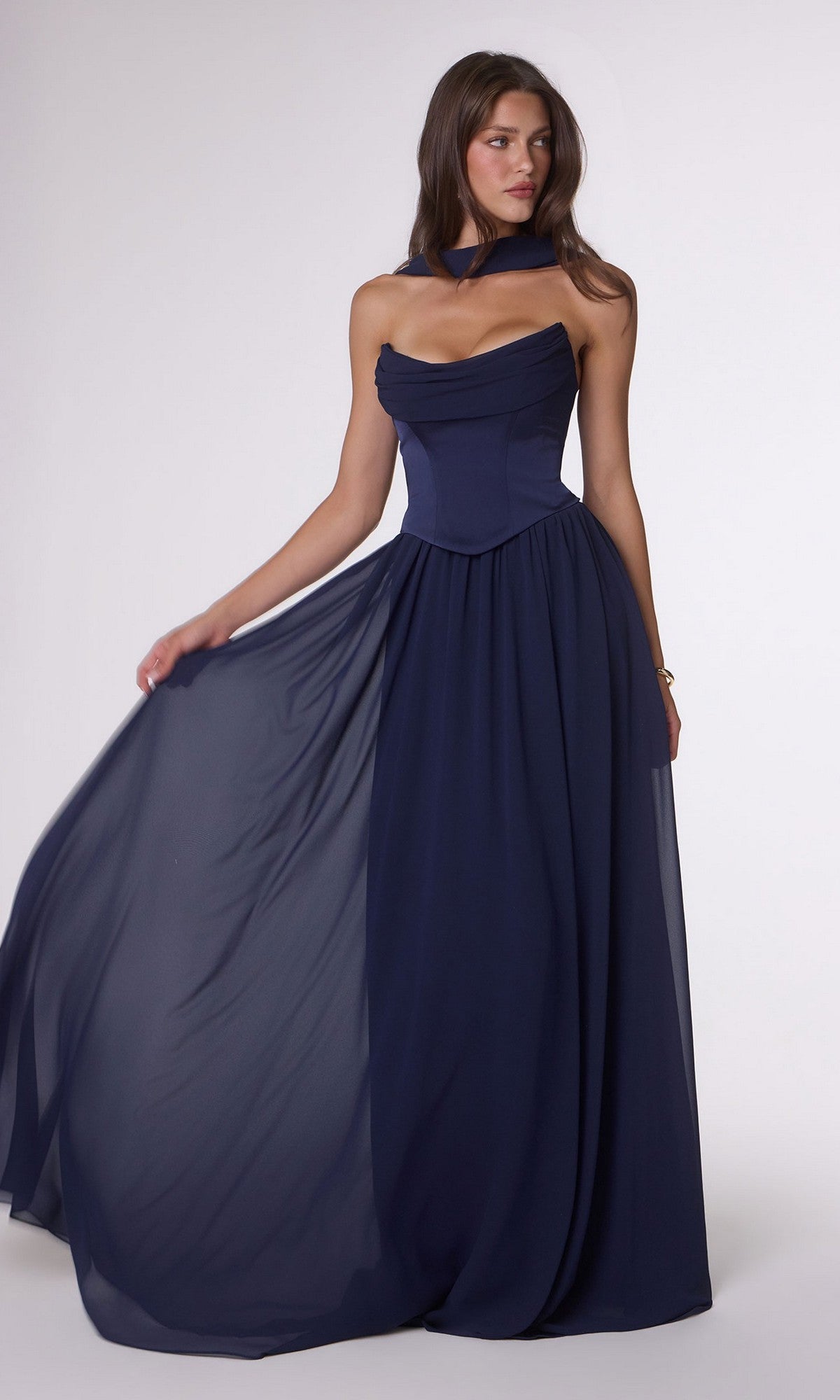Navy Amoris Long Prom Dress T741