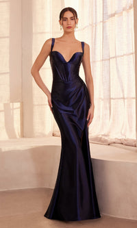 Navy Ladivine Long Formal Dress t813