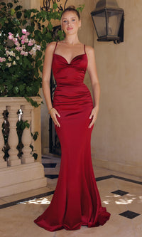 Burgundy Amoris Long Formal Dress T818 - Image