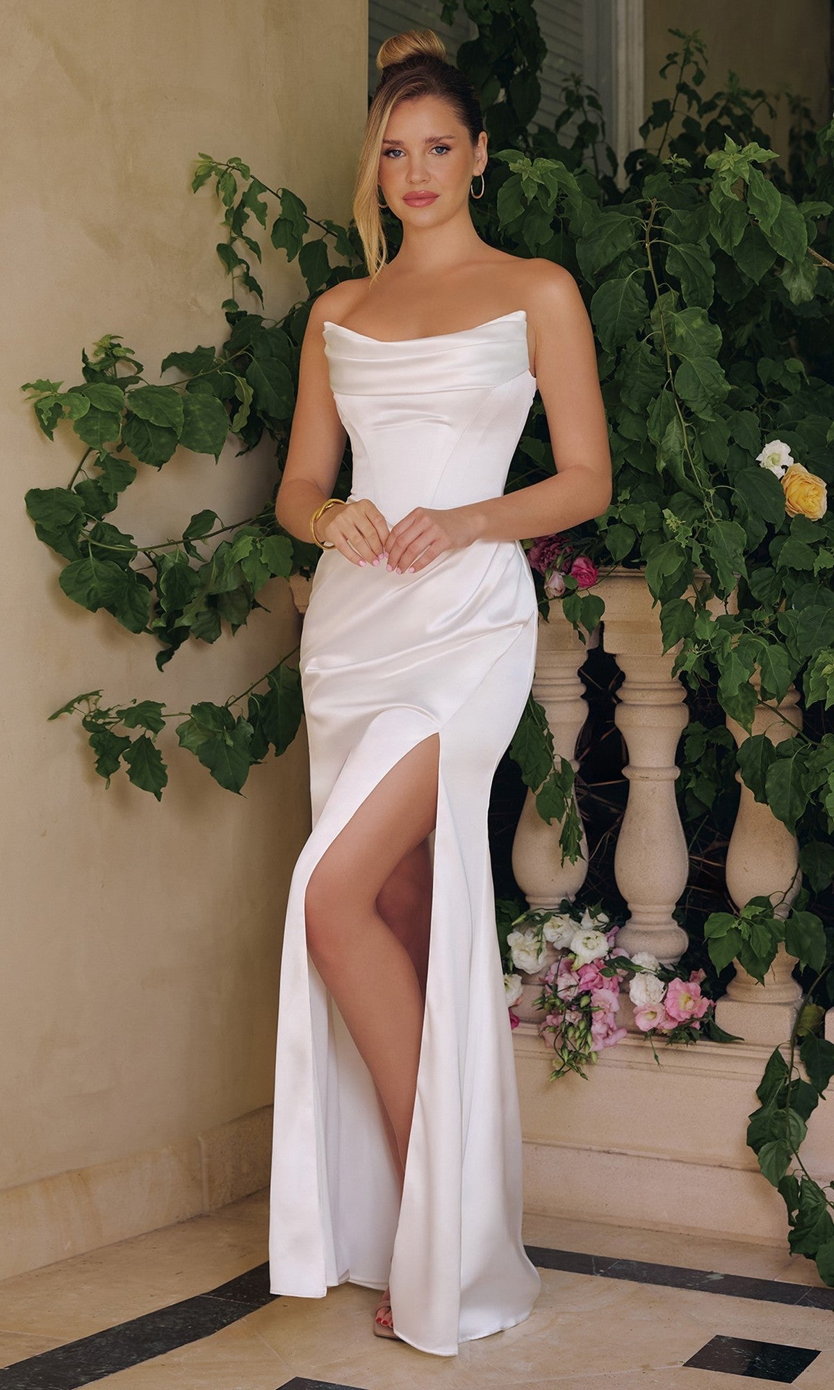 Off White Amoris Long Formal Dress T820W - Image